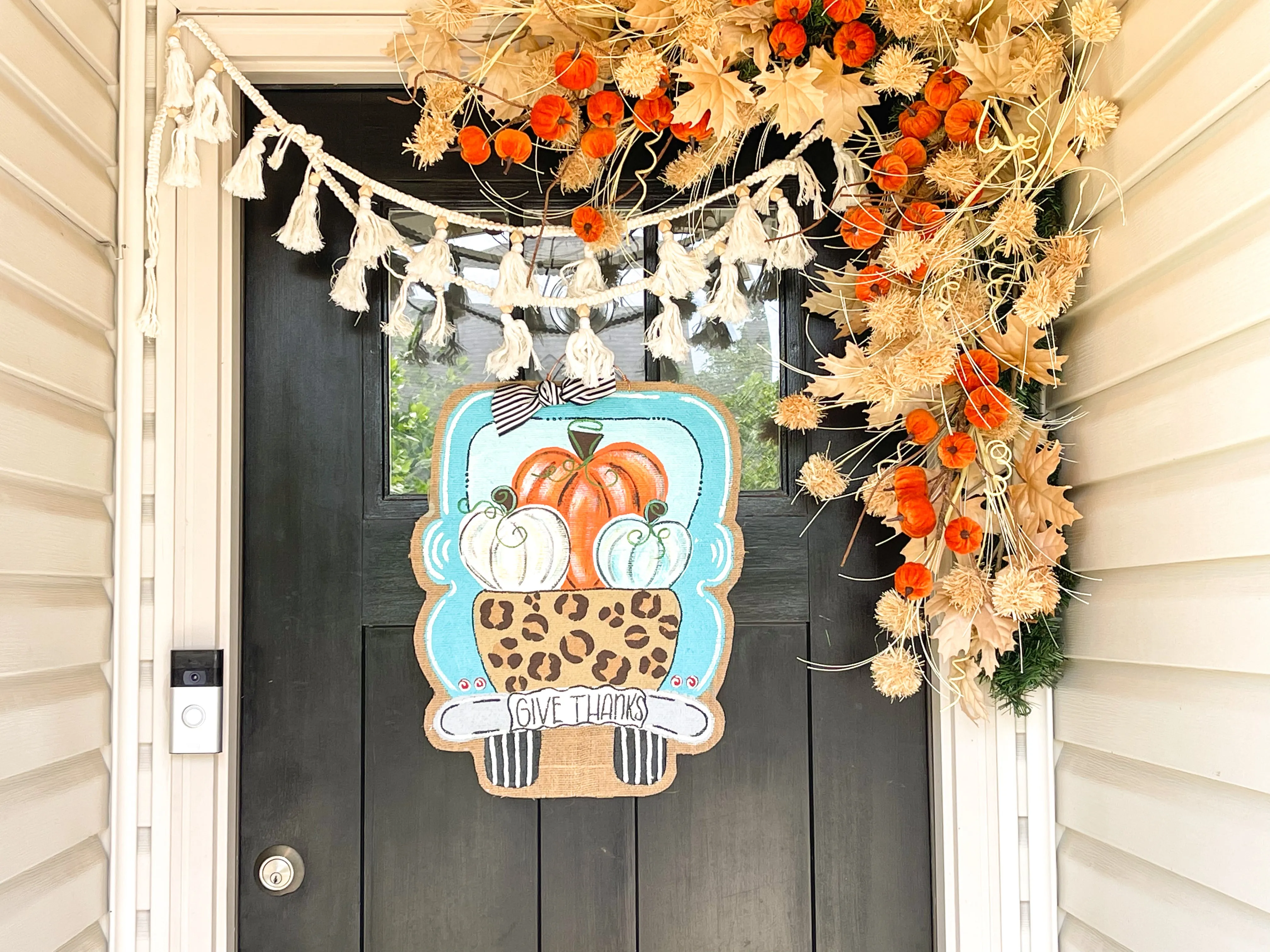 Truck with Pumpkin Door Hanger - Leopard