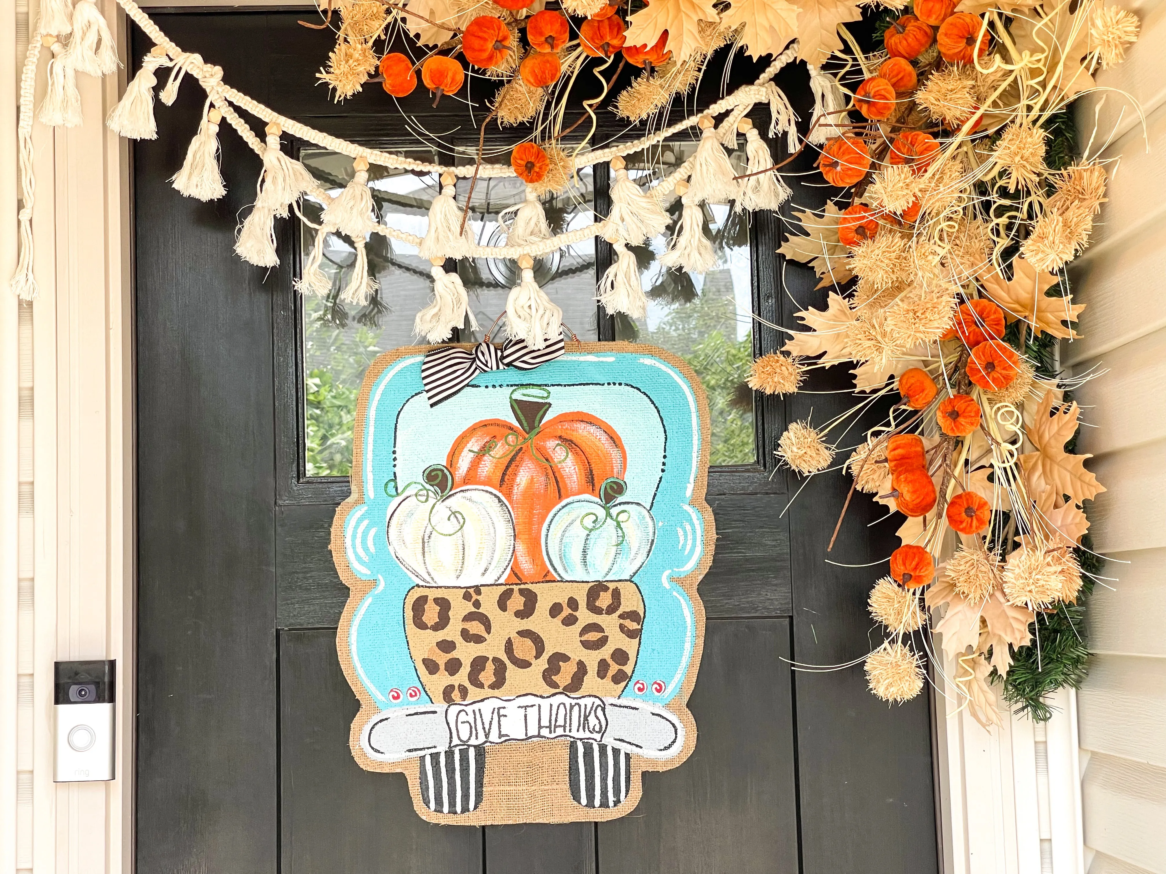 Truck with Pumpkin Door Hanger - Leopard