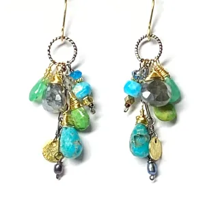 Turquoise Mixed Metal Dangle Earrings