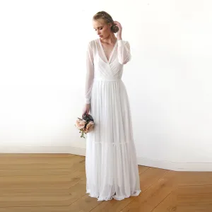 Two In One  All chiffon mesh White Wedding Dress #1218