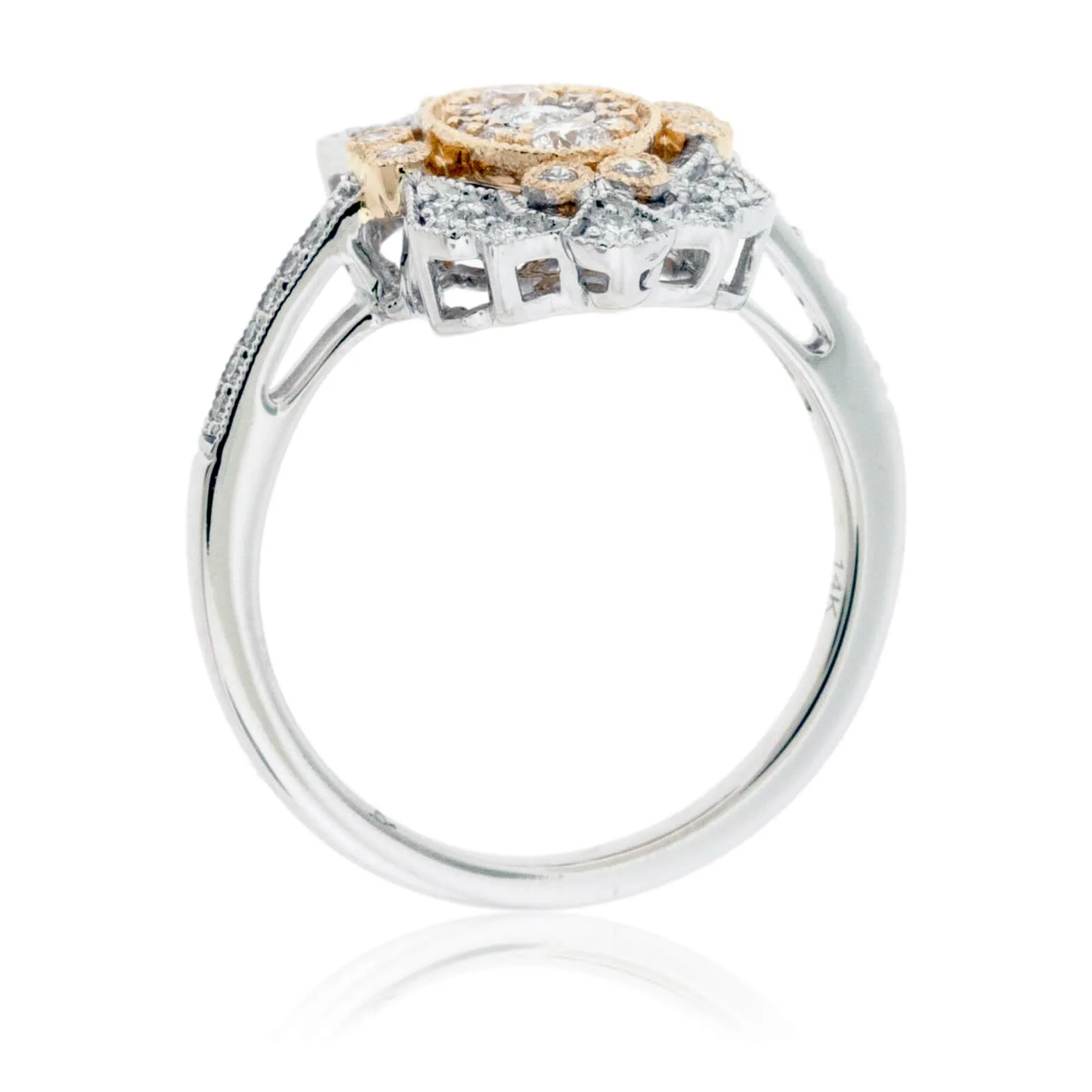 Two Toned Diamond Art Deco Style Ring