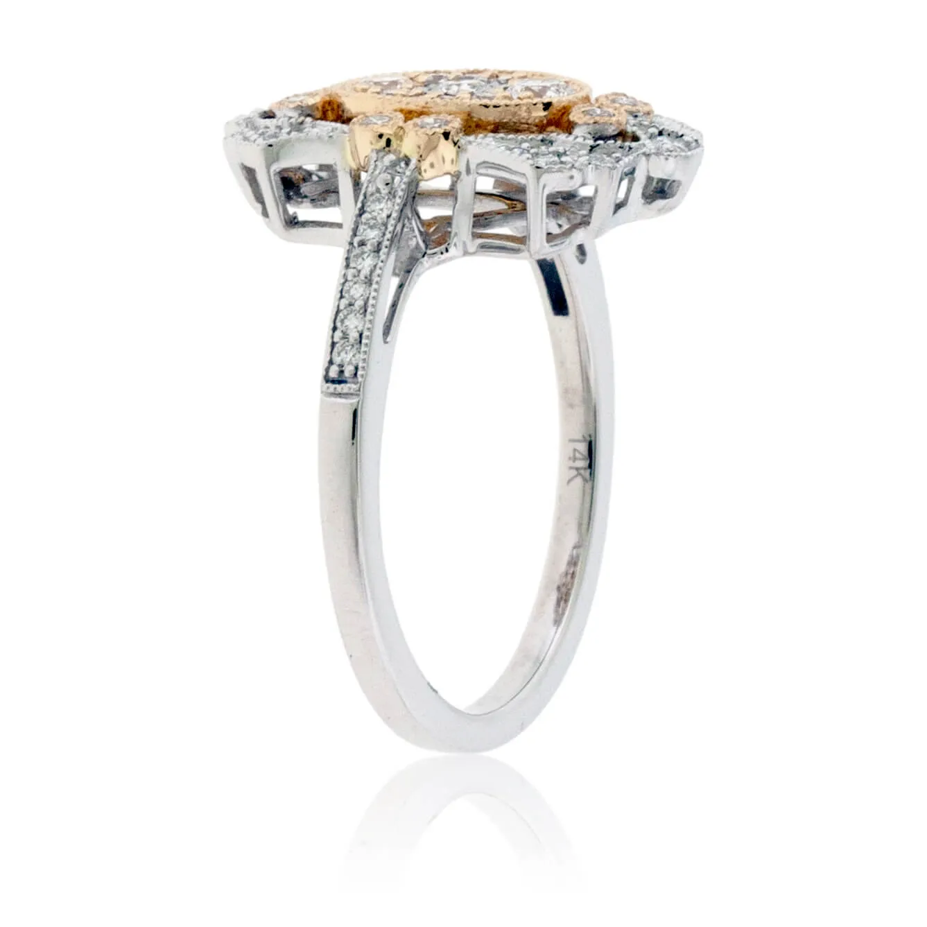 Two Toned Diamond Art Deco Style Ring