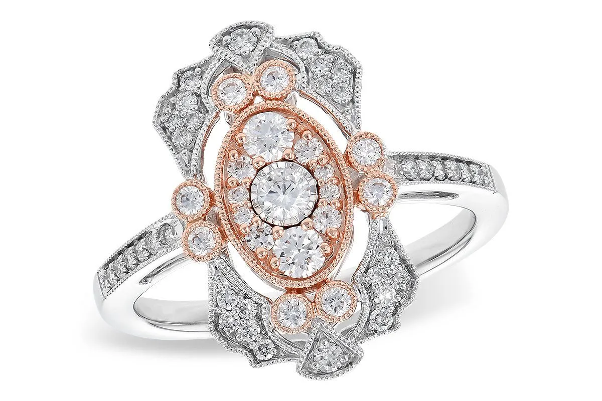 Two Toned Diamond Art Deco Style Ring