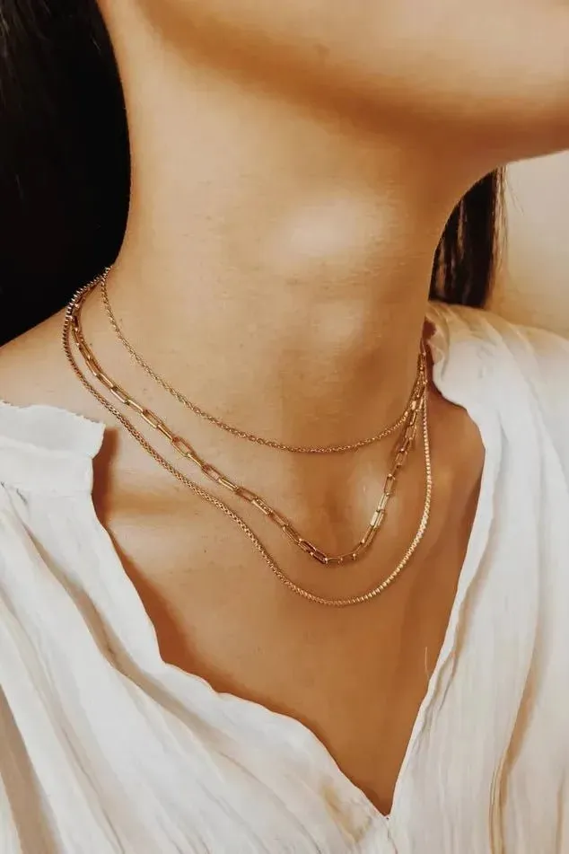 Unique Triple Chain Layer Necklace