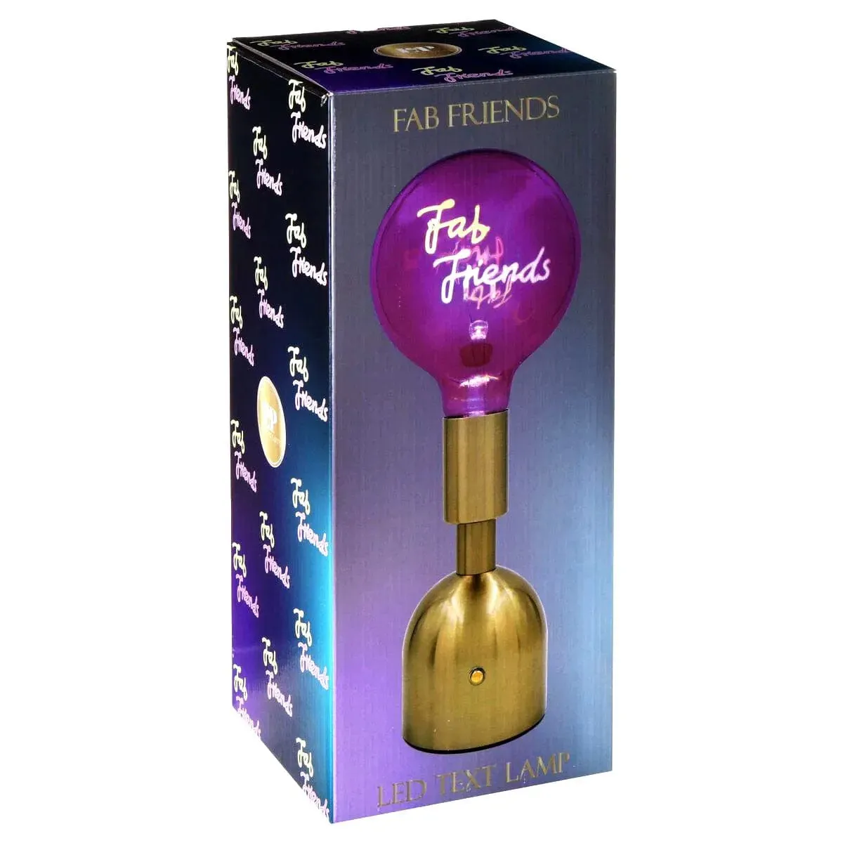 USB Cordless Rechargeable Table Lamp with Brass Base, LED Bulb and Neon Text | Choice of Message