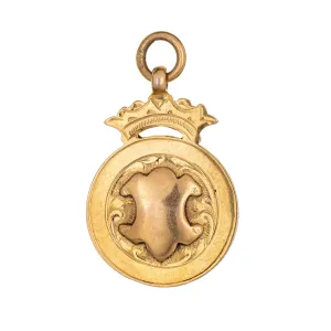Vintage 1923 Art Deco Medallion 9k Yellow Gold Pendant Charm Fine Jewelry Fob