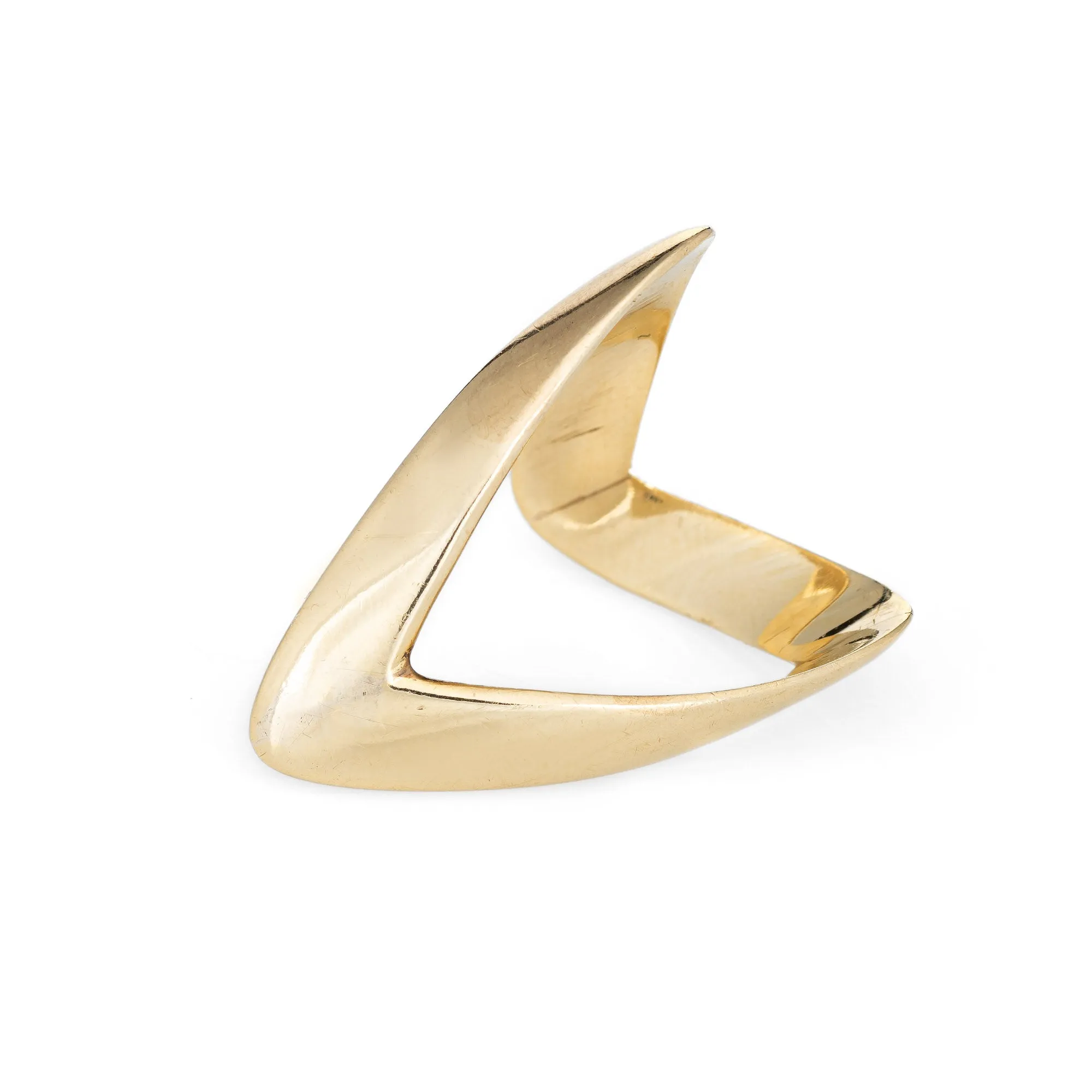 Vintage 80s V Shaped Ring 18k Yellow Gold Sz 5.5 Estate Fine Jewelry Band
