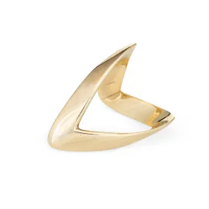 Vintage 80s V Shaped Ring 18k Yellow Gold Sz 5.5 Estate Fine Jewelry Band