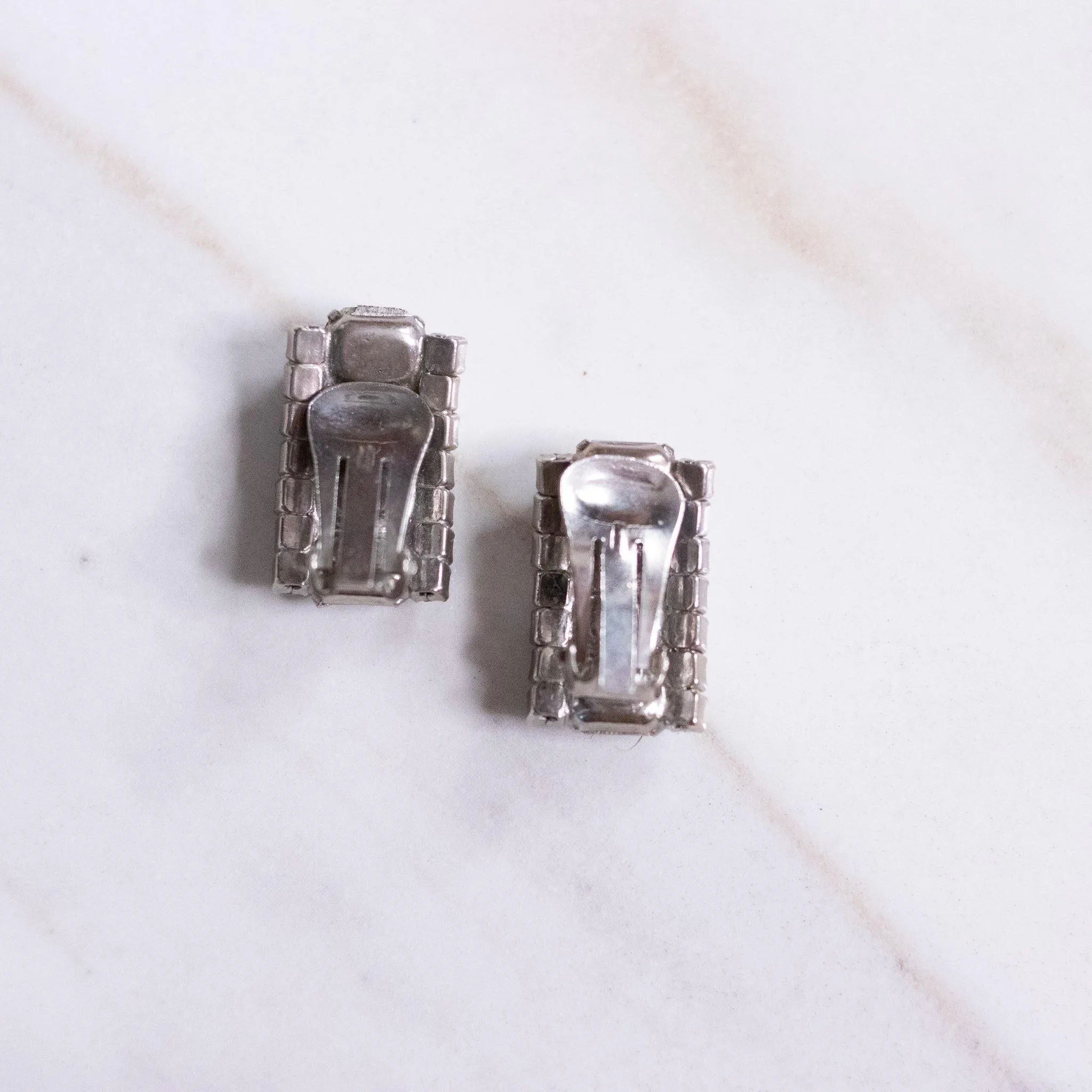 Vintage Art Deco Diamante Emerald and Brilliant Cut Crystal Statement Earrings