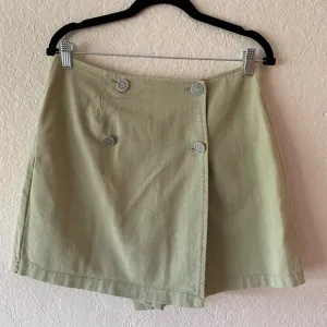 Vintage Blue Olive Green Skort Size 12 Buttons Sage