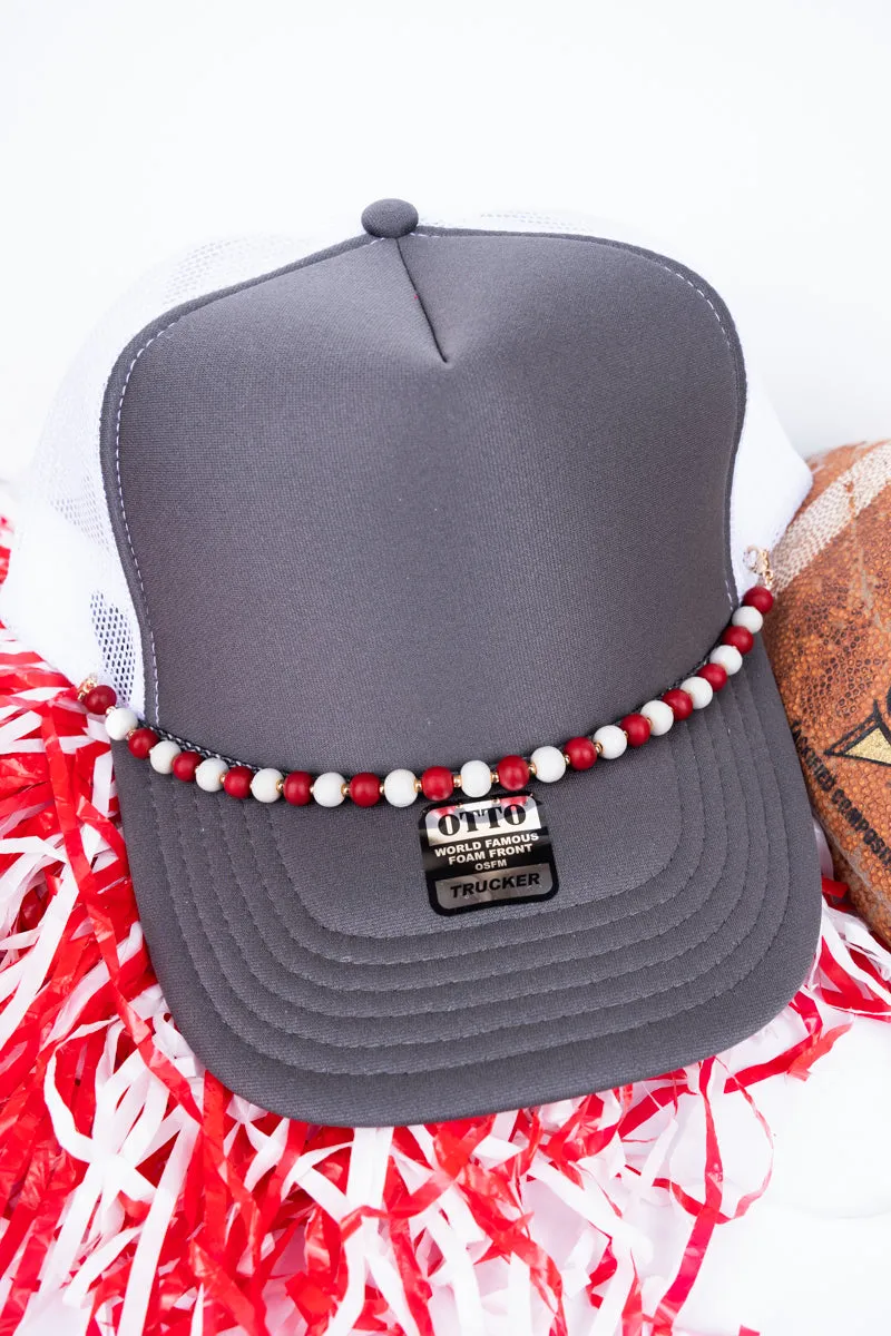 We've Got Spirit Red & White Beaded Hat Chain