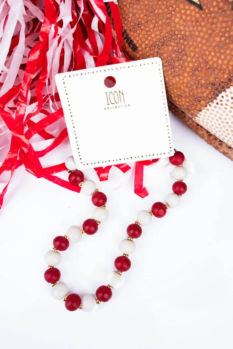 We've Got Spirit Red & White Beaded Hat Chain