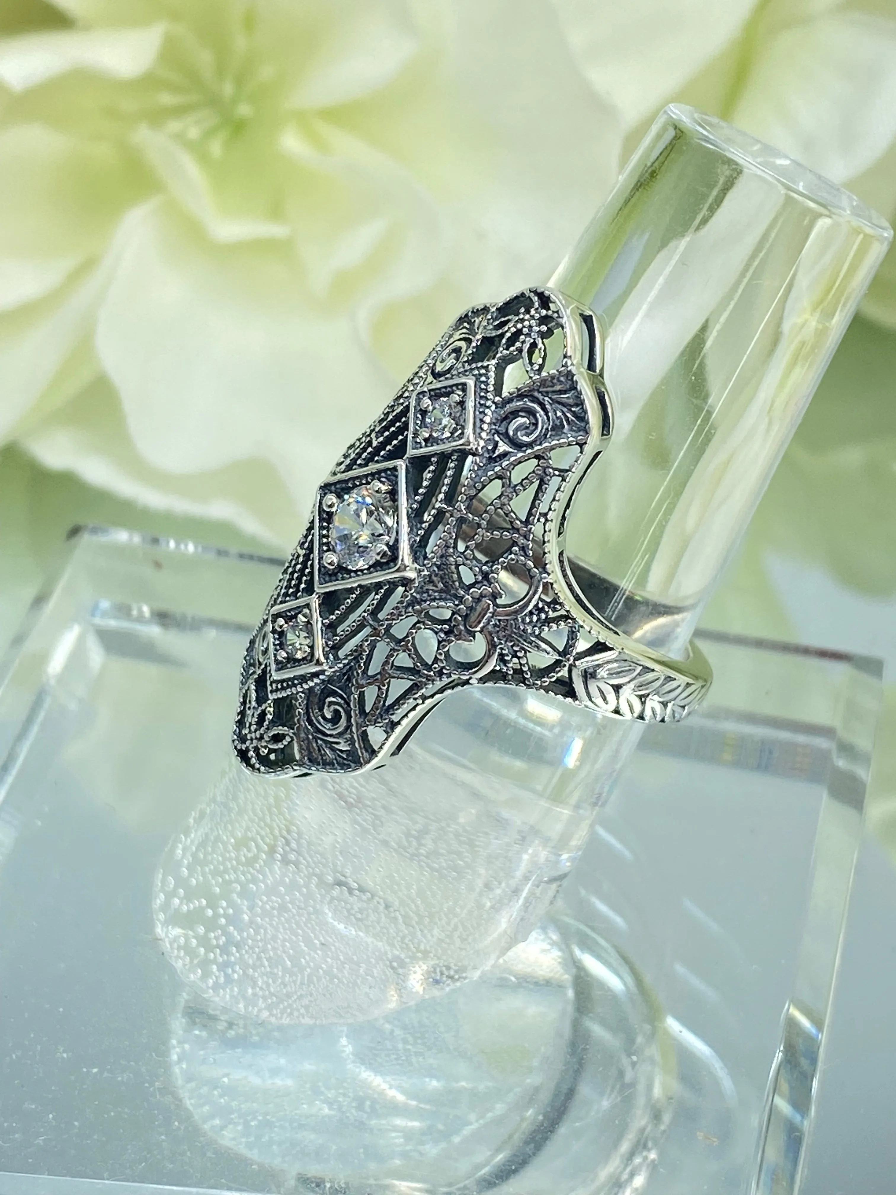 White CZ Ring, Size 6, 1920s-30s Art Deco, Gatsby style Jewelry D593 - Ready to Ship