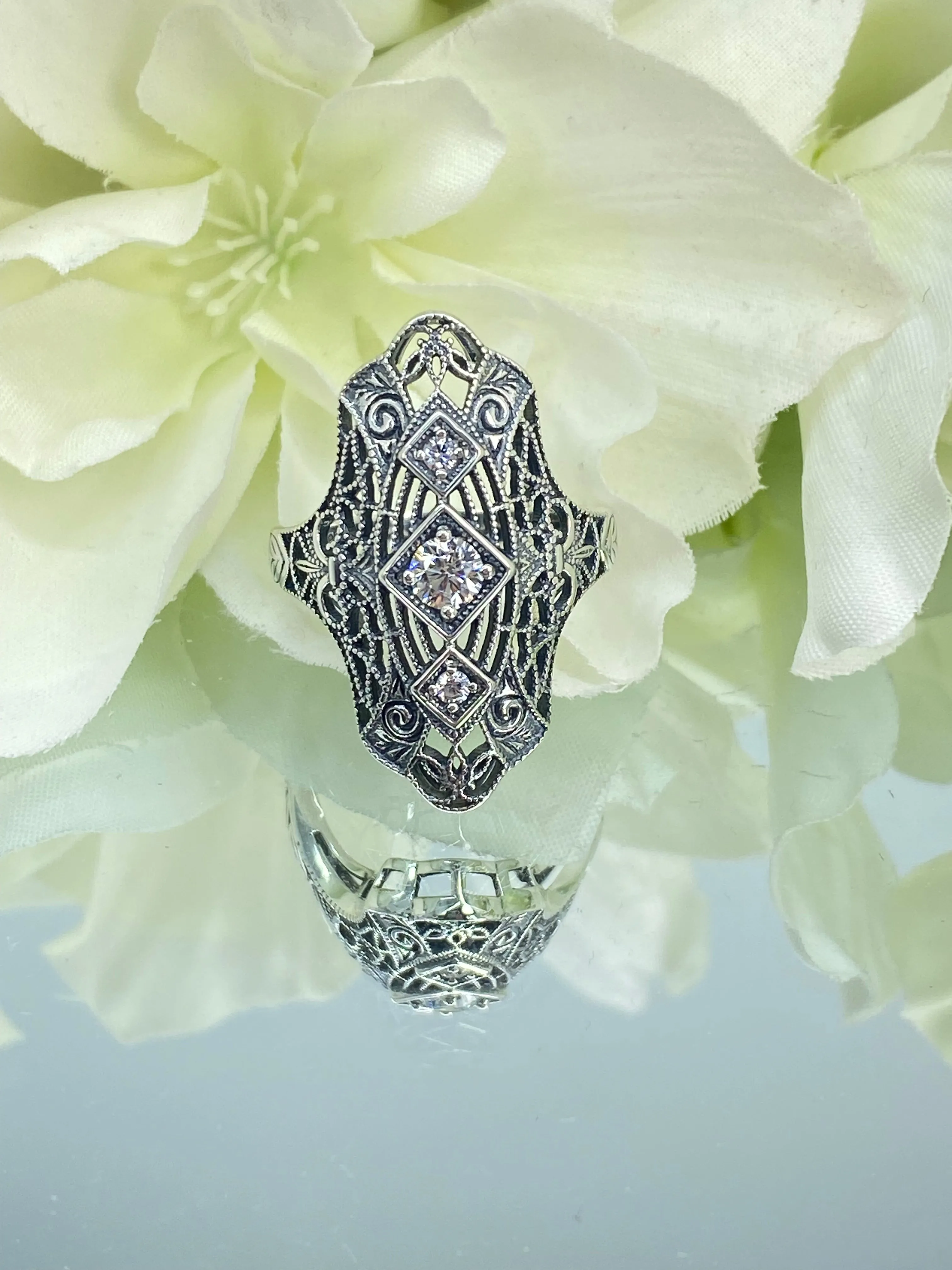 White CZ Ring, Size 6, 1920s-30s Art Deco, Gatsby style Jewelry D593 - Ready to Ship