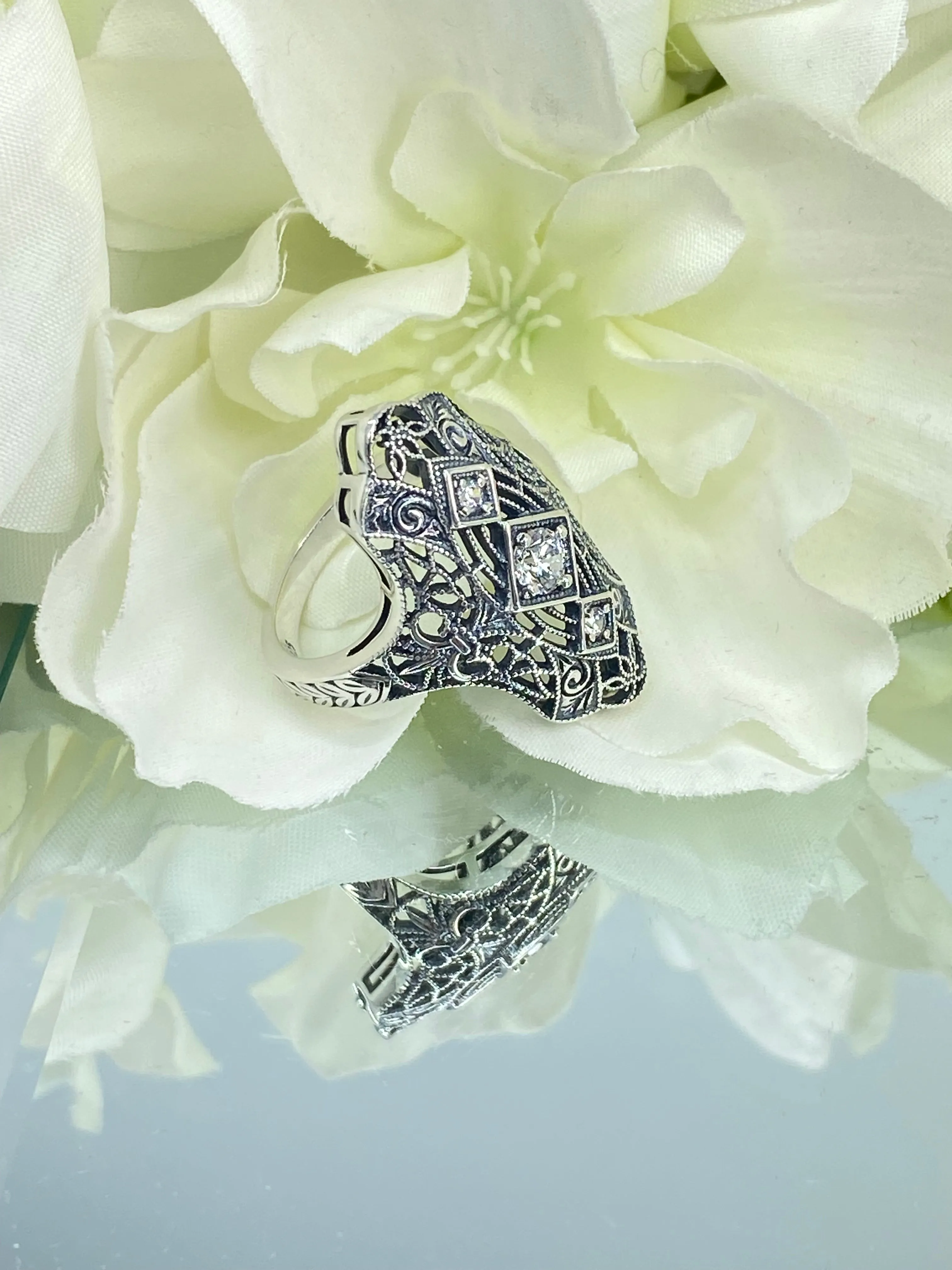White CZ Ring, Size 6, 1920s-30s Art Deco, Gatsby style Jewelry D593 - Ready to Ship