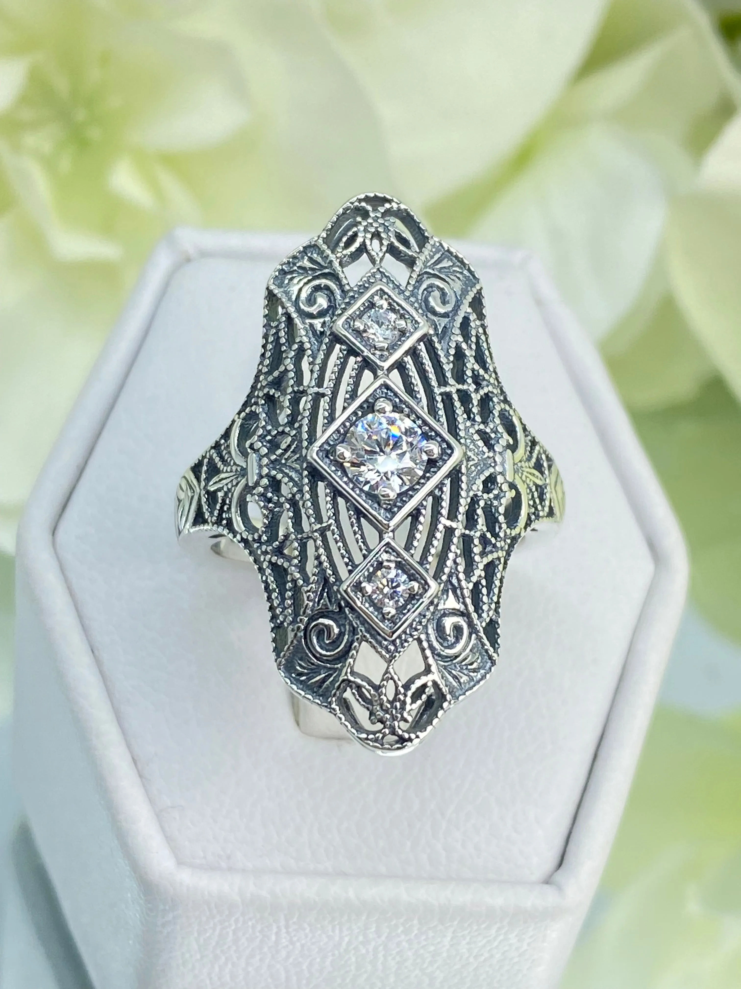 White CZ Ring, Size 6, 1920s-30s Art Deco, Gatsby style Jewelry D593 - Ready to Ship