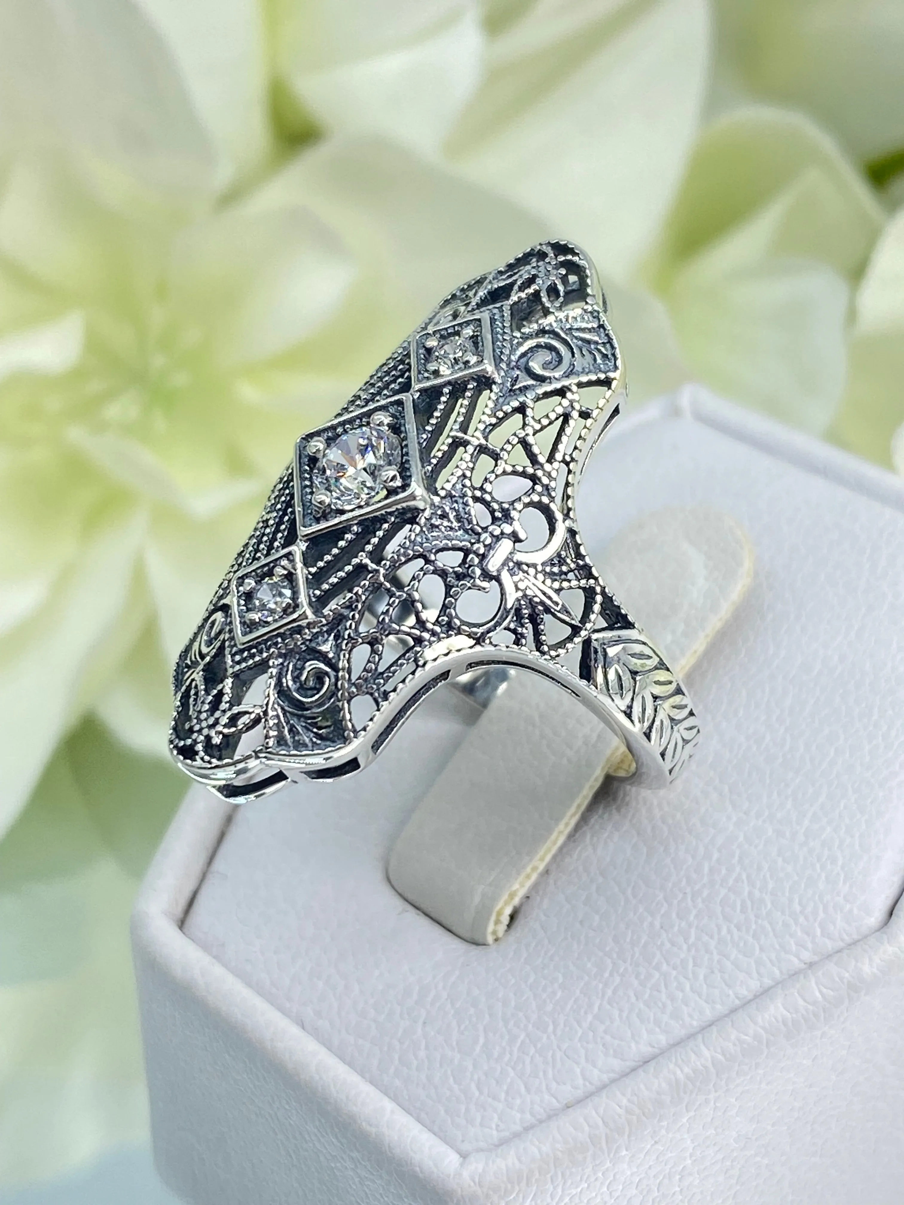 White CZ Ring, Size 6, 1920s-30s Art Deco, Gatsby style Jewelry D593 - Ready to Ship