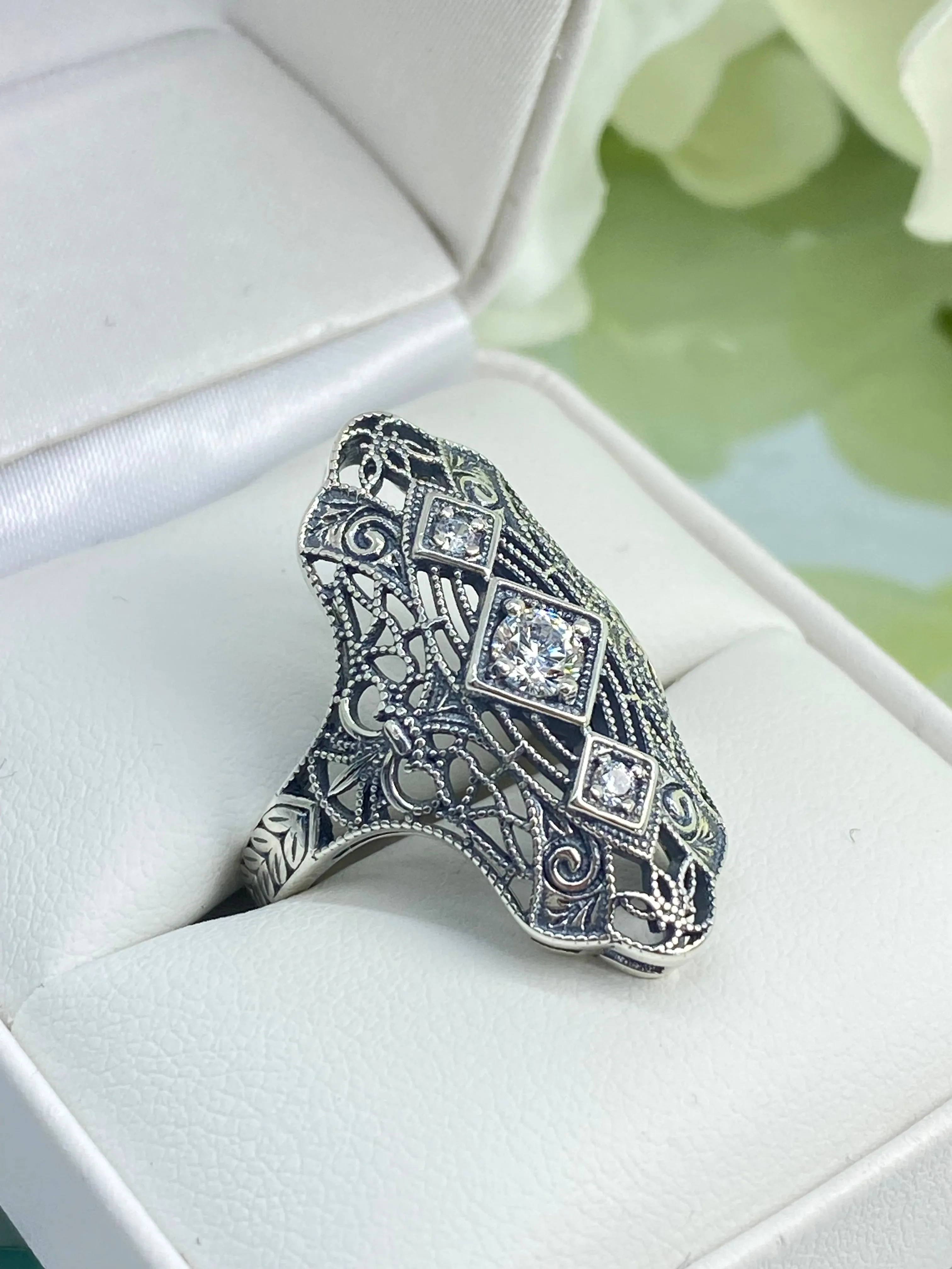 White CZ Ring, Size 6, 1920s-30s Art Deco, Gatsby style Jewelry D593 - Ready to Ship