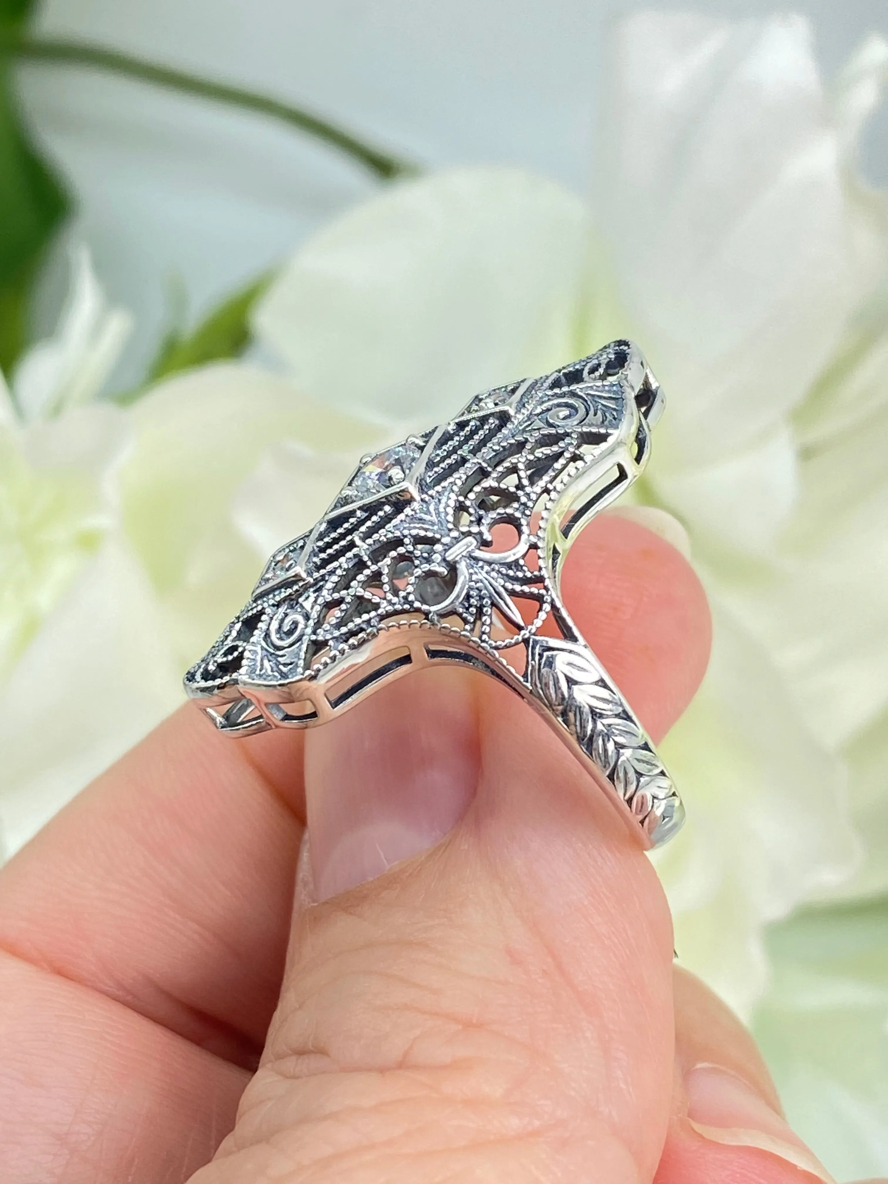 White CZ Ring, Size 6, 1920s-30s Art Deco, Gatsby style Jewelry D593 - Ready to Ship