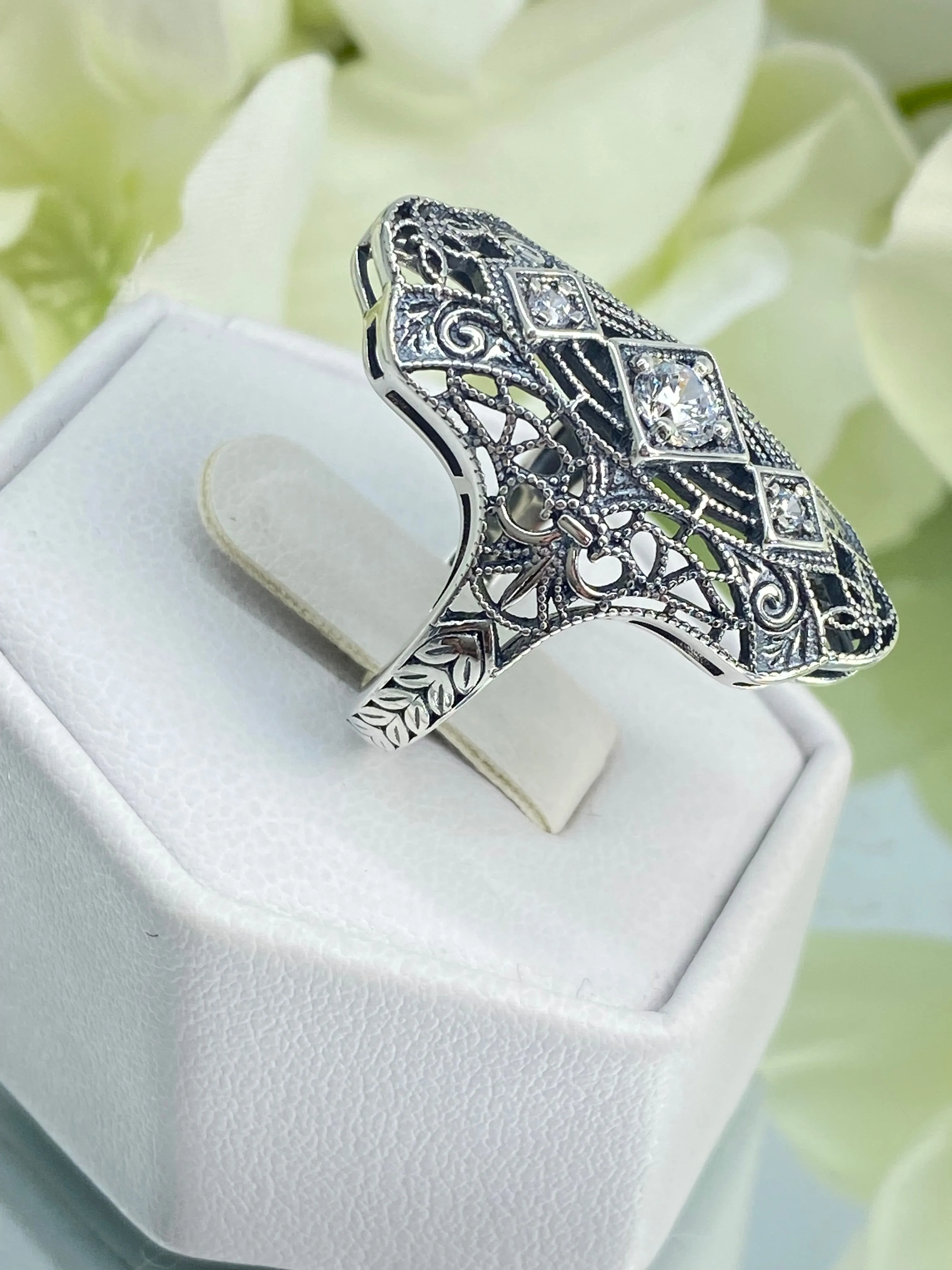 White CZ Ring, Size 6, 1920s-30s Art Deco, Gatsby style Jewelry D593 - Ready to Ship