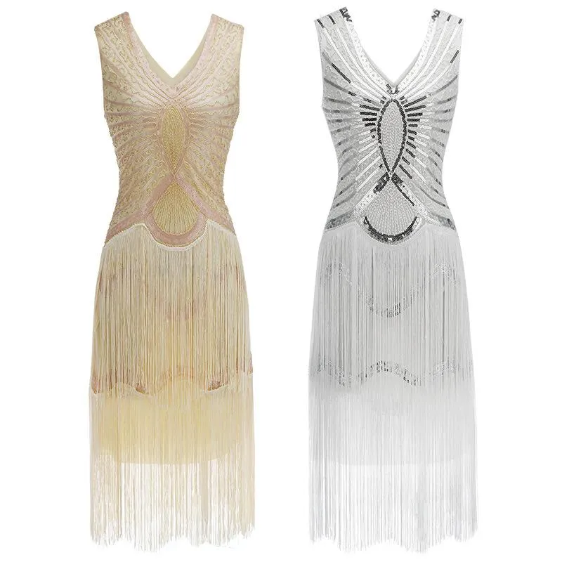 White Gatsby Themed Dress 1920s Art Deco
