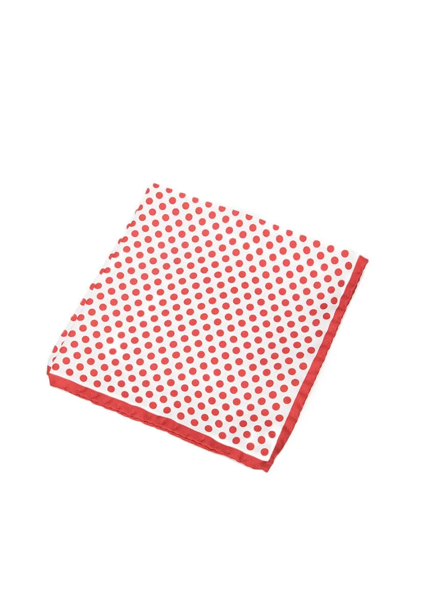 WHITE POLKA DOT POCKET SQUARE
