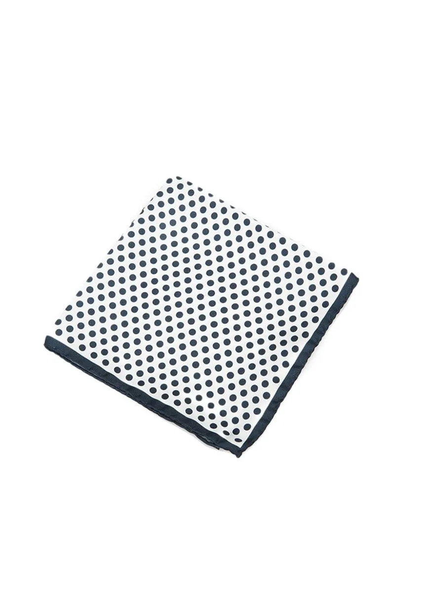 WHITE POLKA DOT POCKET SQUARE