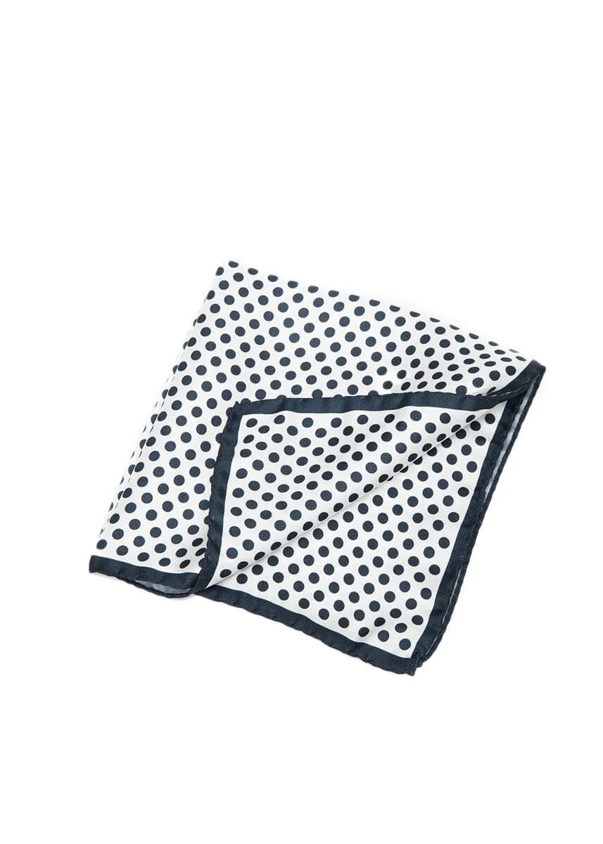 WHITE POLKA DOT POCKET SQUARE