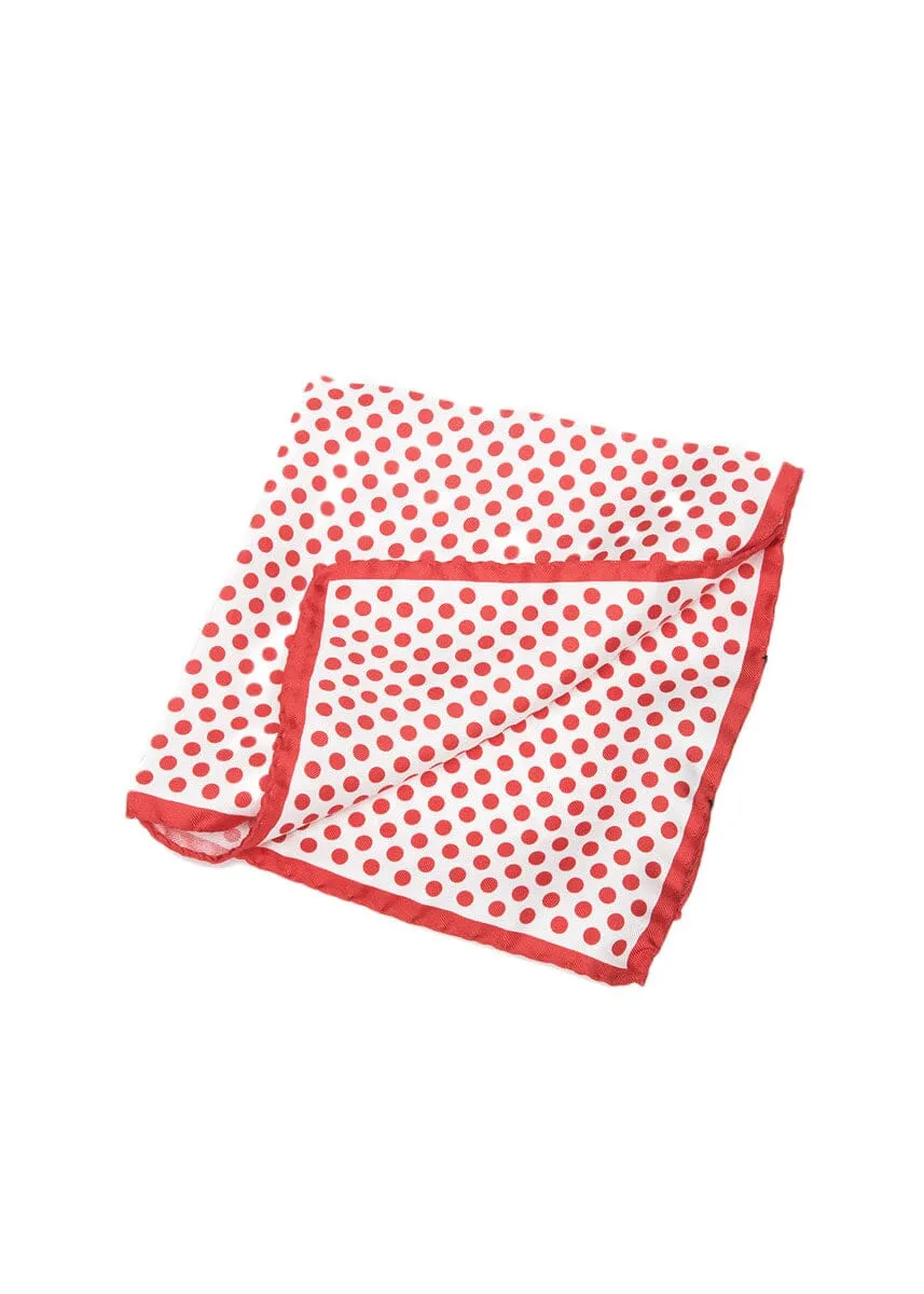 WHITE POLKA DOT POCKET SQUARE