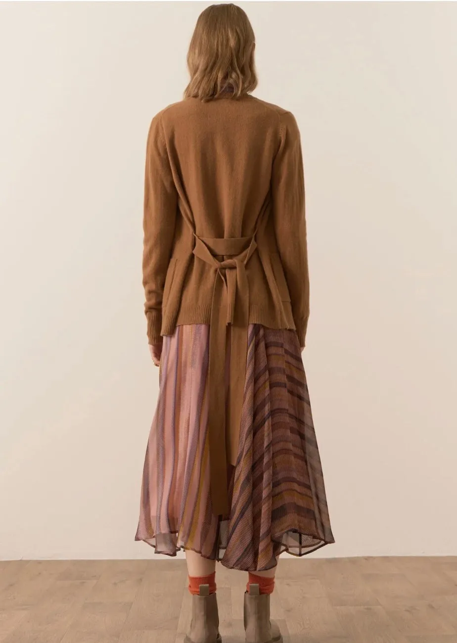 Willow Cashmere Tie Cardigan Toffee