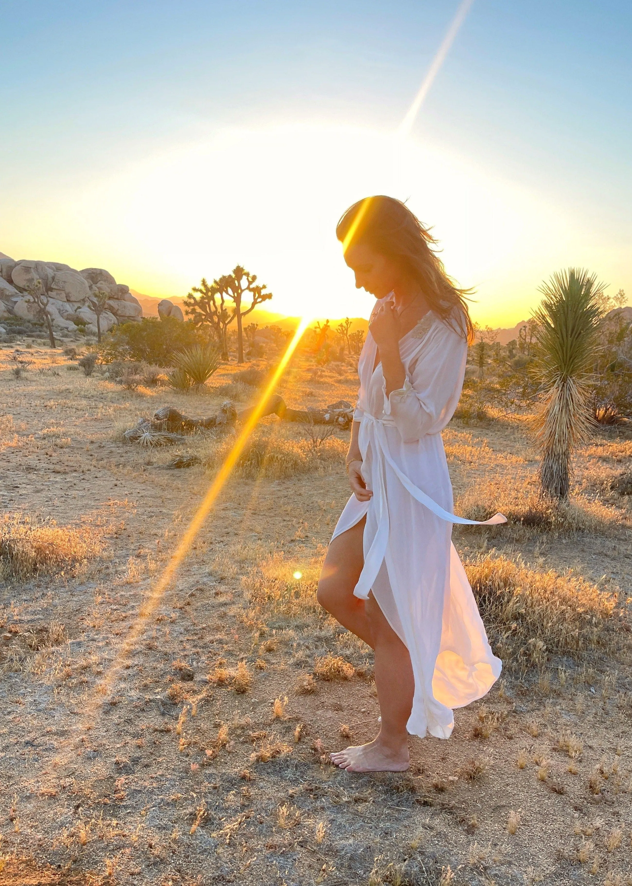 Willow Robe in White Silk