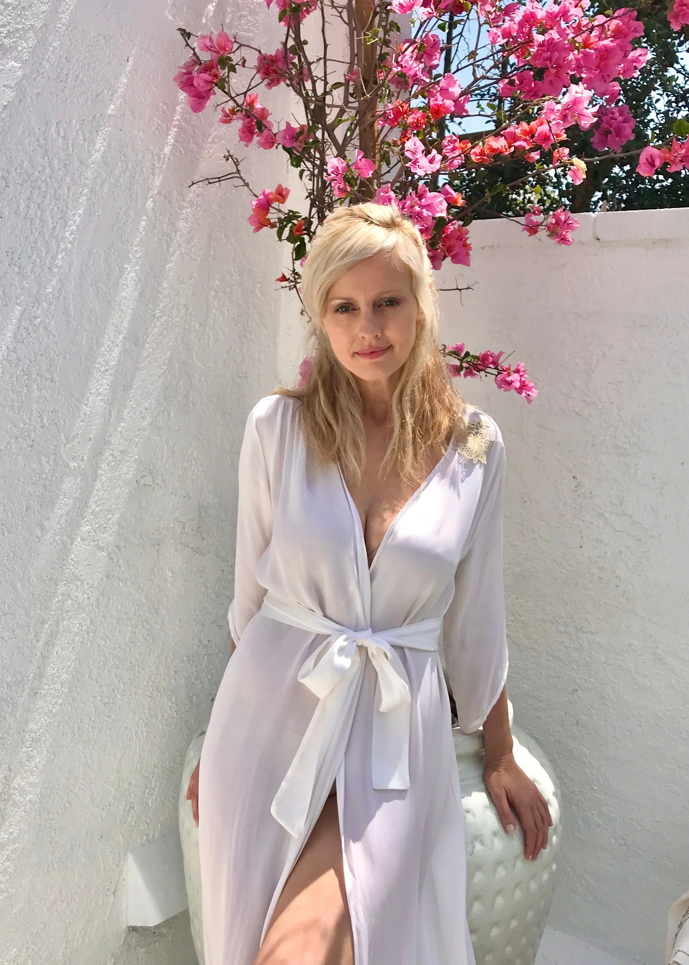 Willow Robe in White Silk