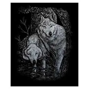 Wolves in Trees Mini Silver Foil Engraving Art Kit, 5 x 7