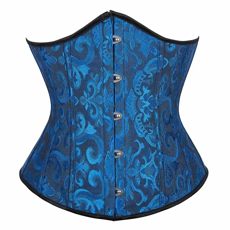 Womens Lace Up Boned Underbust Waist Trainer Corset Jacquarded