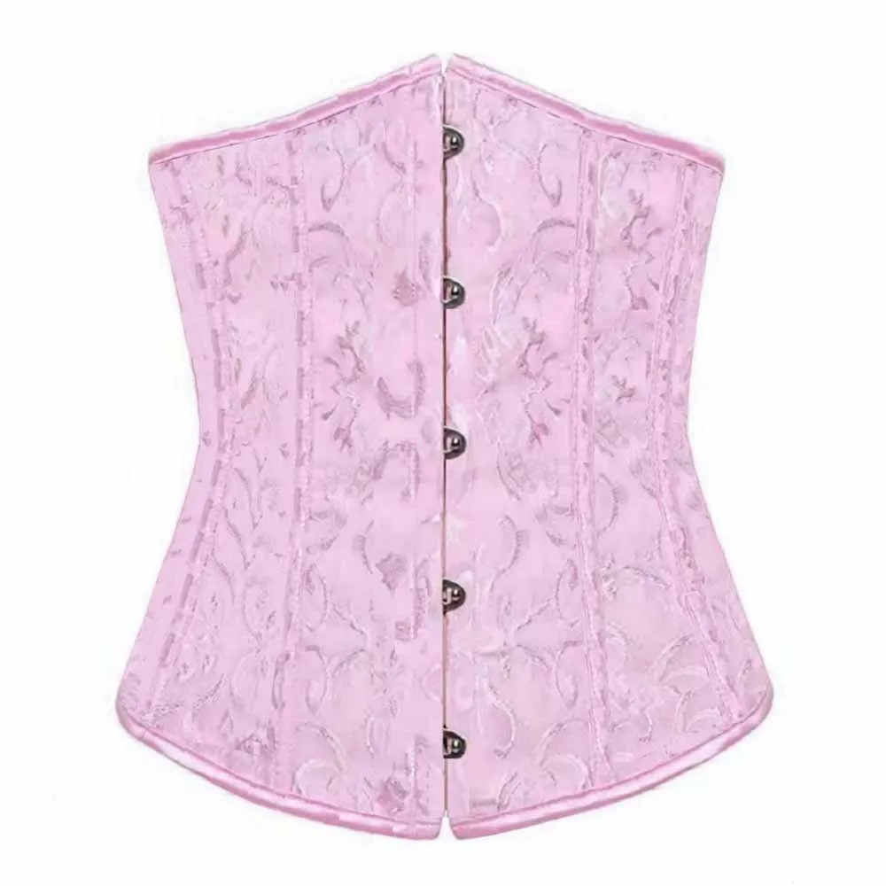 Womens Lace Up Boned Underbust Waist Trainer Corset Jacquarded