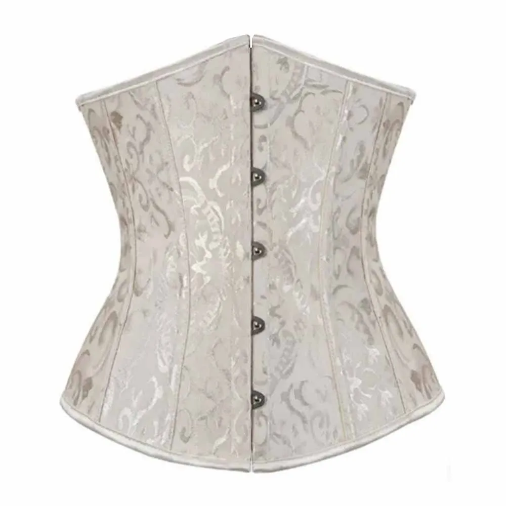 Womens Lace Up Boned Underbust Waist Trainer Corset Jacquarded