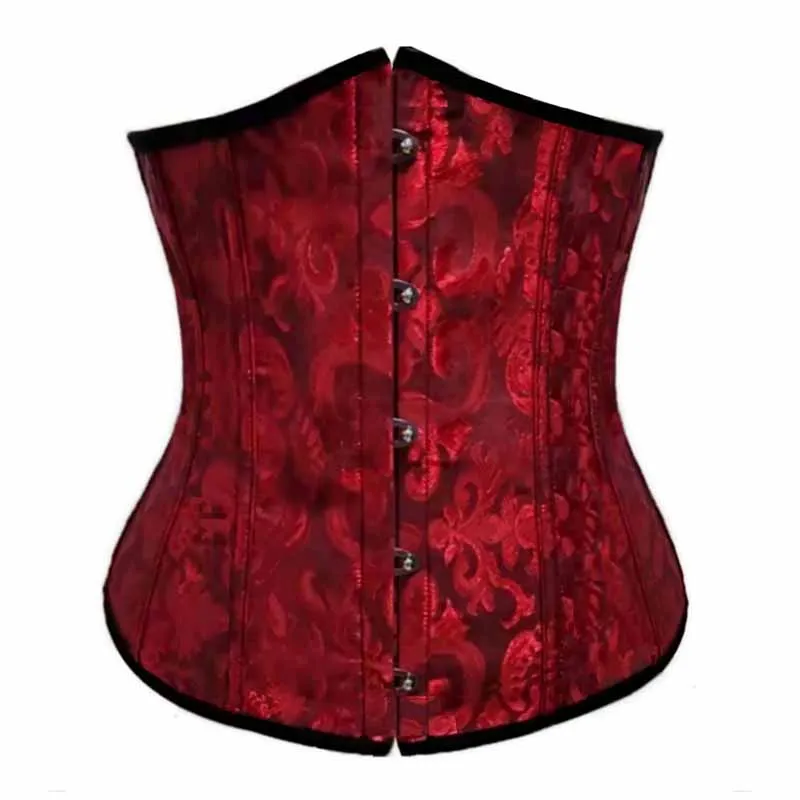 Womens Lace Up Boned Underbust Waist Trainer Corset Jacquarded