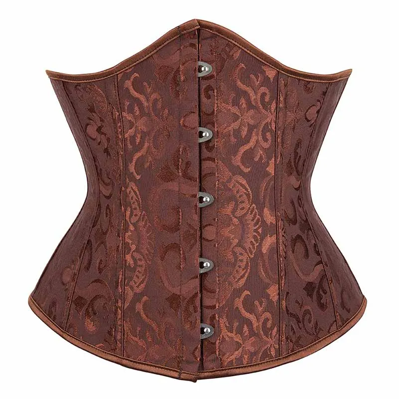 Womens Lace Up Boned Underbust Waist Trainer Corset Jacquarded