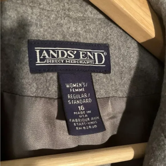Women’s Lands End Wool &amp; Cashmere Blend Blazer Size 16 Gray