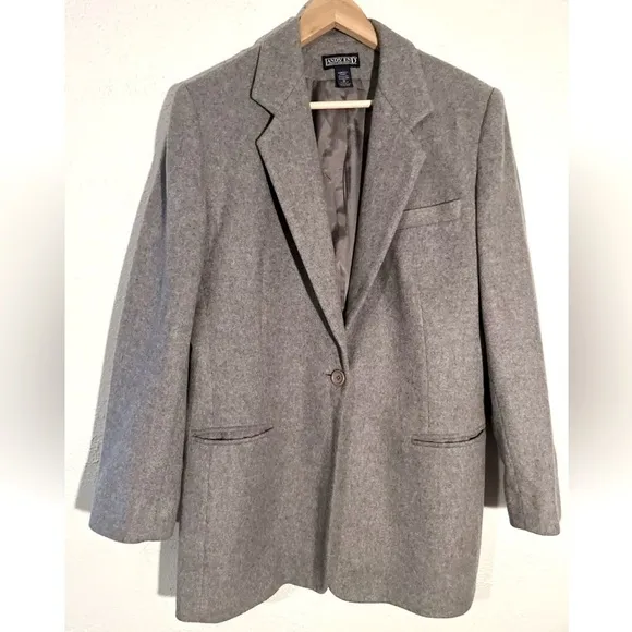 Women’s Lands End Wool &amp; Cashmere Blend Blazer Size 16 Gray