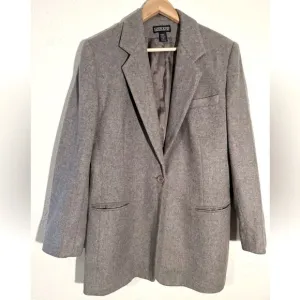 Women’s Lands End Wool &amp; Cashmere Blend Blazer Size 16 Gray