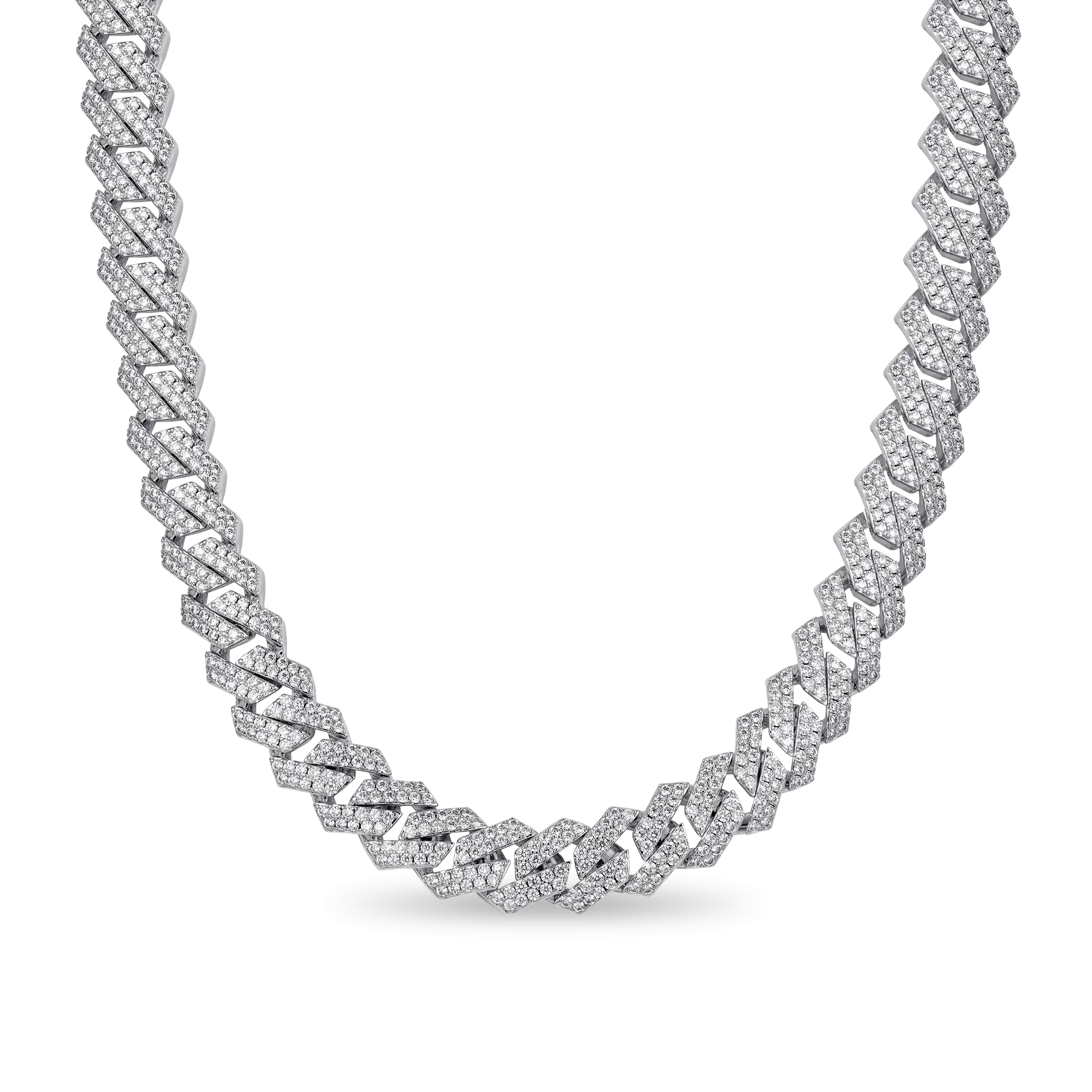 Women's Round Cut Prong Cuban Link Chain - 12mm