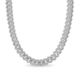 Women's Round Cut Prong Cuban Link Chain - 12mm