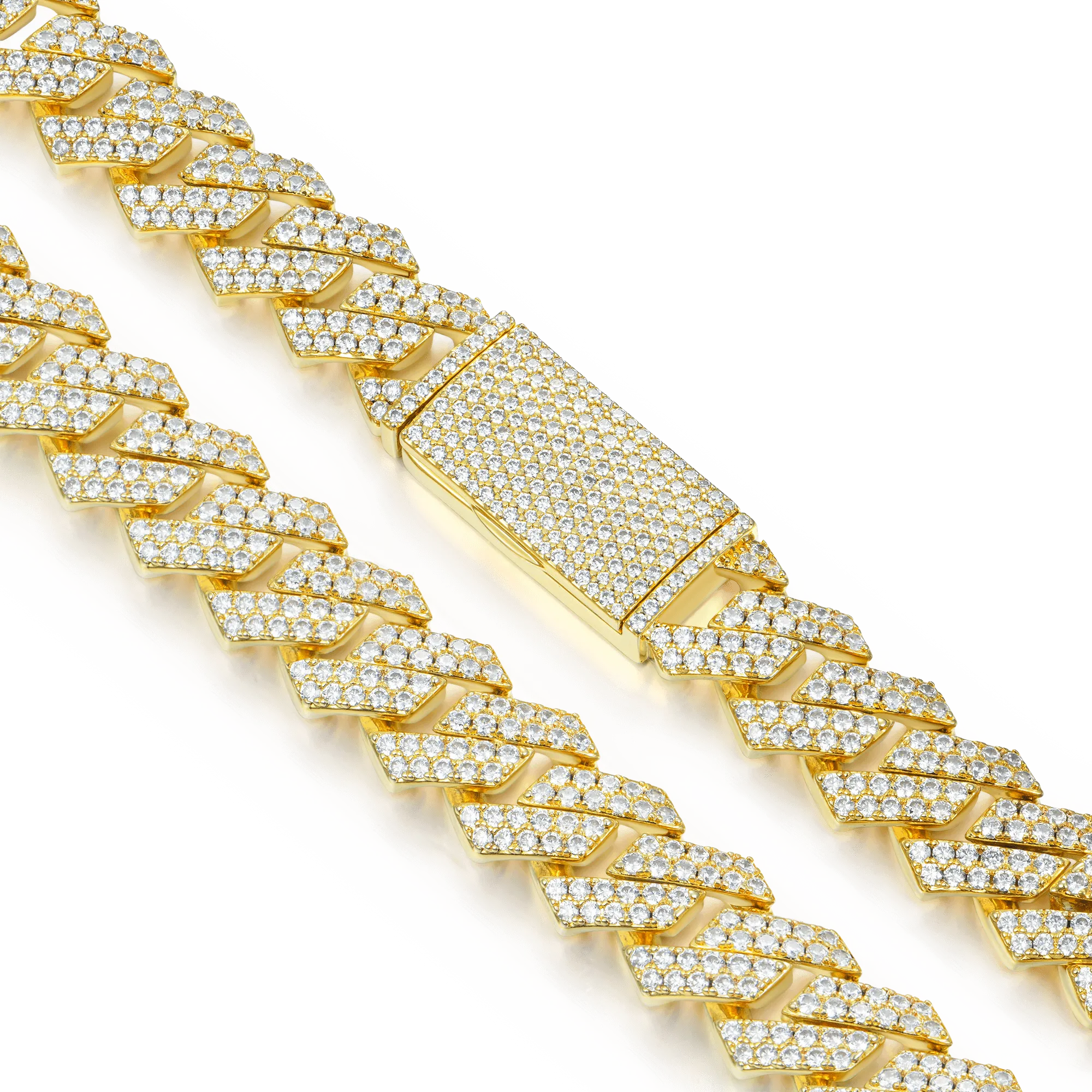Women's Round Cut Prong Cuban Link Chain - 12mm