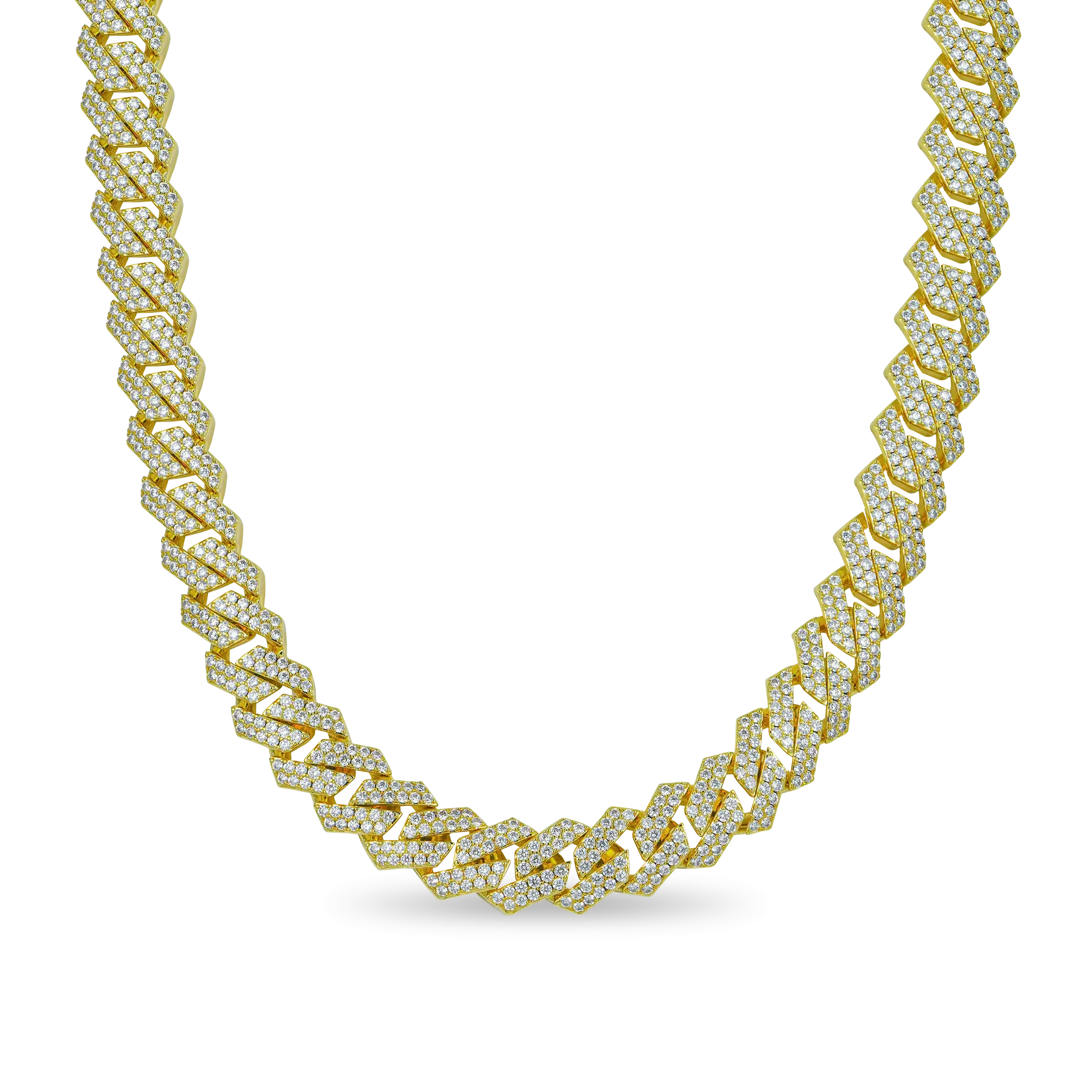 Women's Round Cut Prong Cuban Link Chain - 12mm