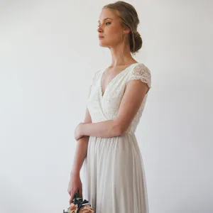 Wrap Cape sleeves lace wedding dress #1234