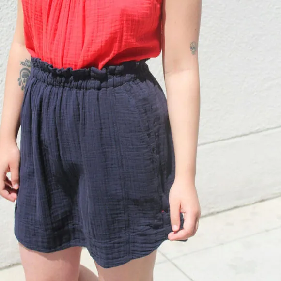 Xirena Sophie Cotton Gauze Pull On Mini Skirt Black Pockets Large Lightweight