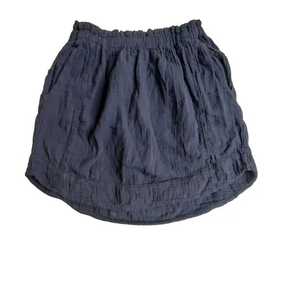 Xirena Sophie Cotton Gauze Pull On Mini Skirt Black Pockets Large Lightweight