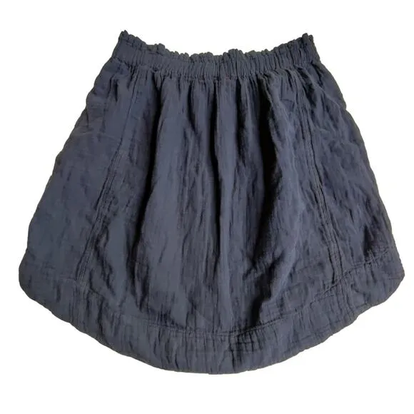 Xirena Sophie Cotton Gauze Pull On Mini Skirt Black Pockets Large Lightweight