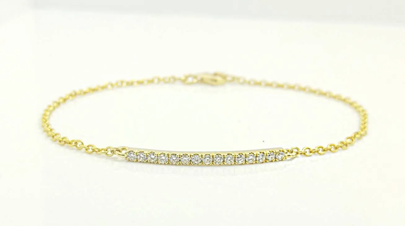 Yellow Gold Diamond Bar Bracelet
